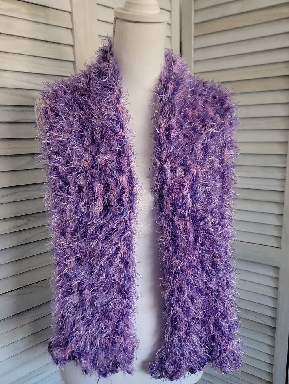 Magic Fuzzy Purple and Pink Eyelash Yarn Scarf